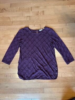 Fat Face Purple 3/4 Sleeve Geometric Print Top